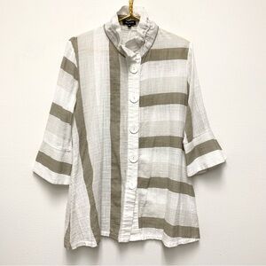 Damee Inc Jacket PXL Wired Stand Collar‎ Lightweight 3/4 Sleeve Lagenlook Artsy